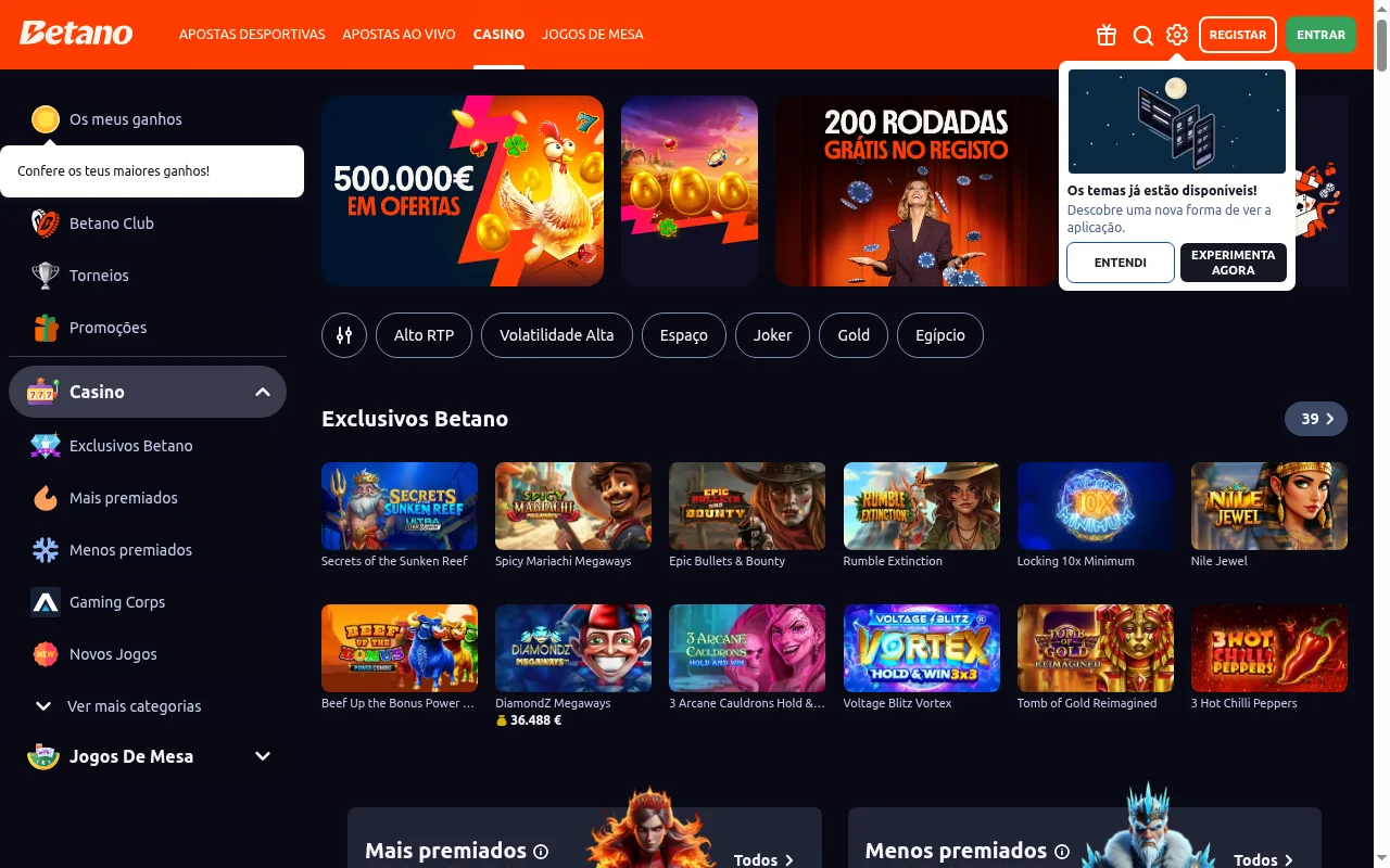 Betano casino online seccao de jogos Portugal