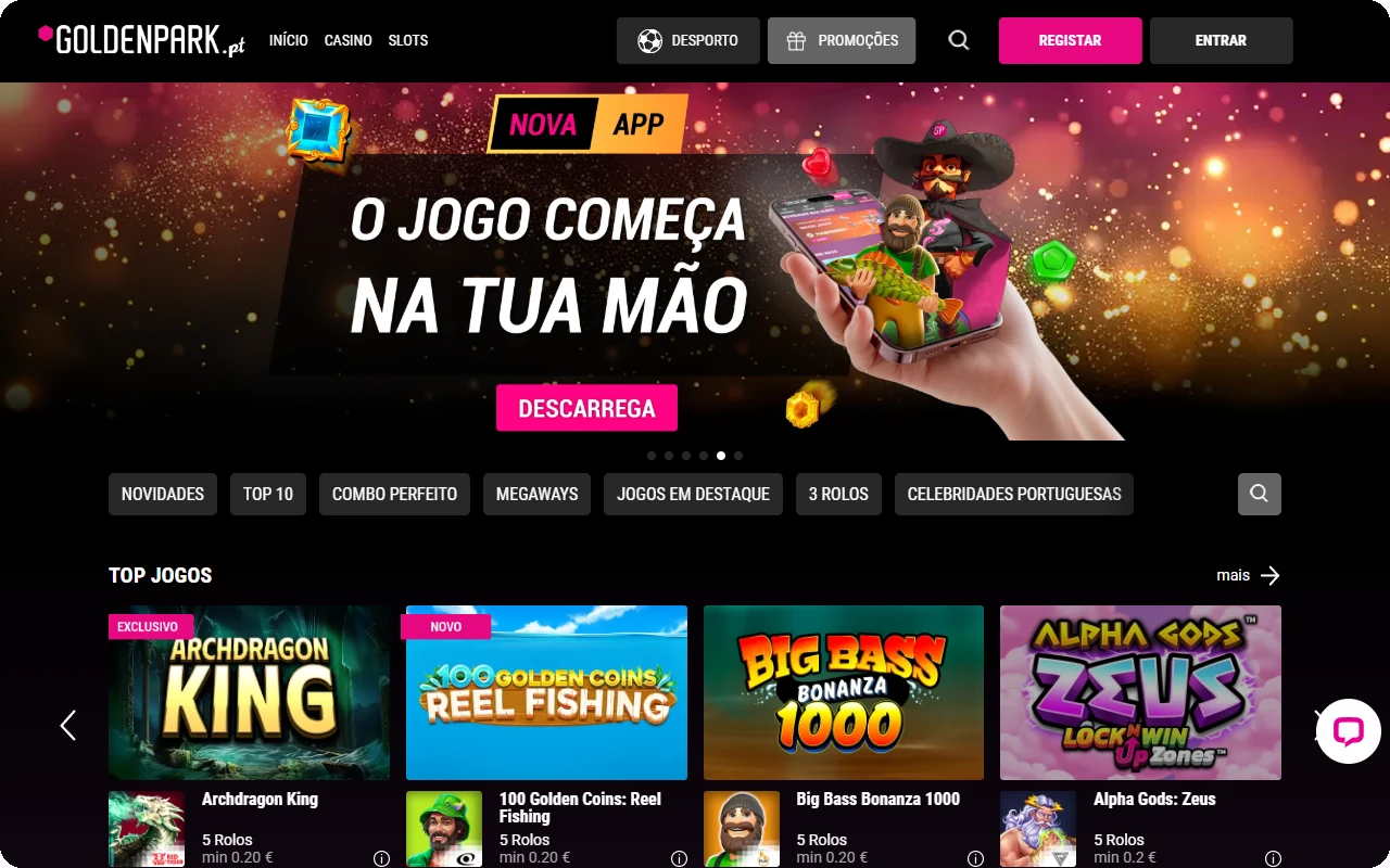 GoldenPark casino online seccao de jogos Portugal