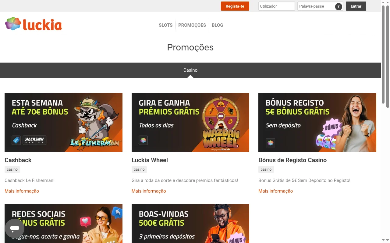 Luckia casino online seccao de jogos Portugal