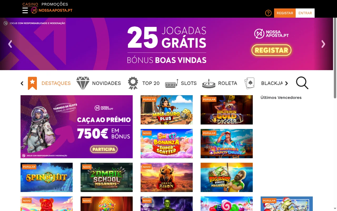 Nossa Aposta casino online seccao de jogos Portugal