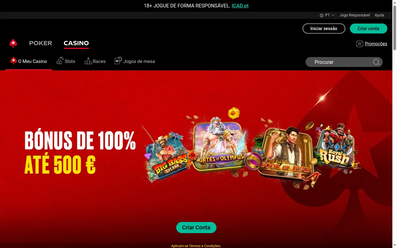 PokerStars casino online seccao de jogos Portugal